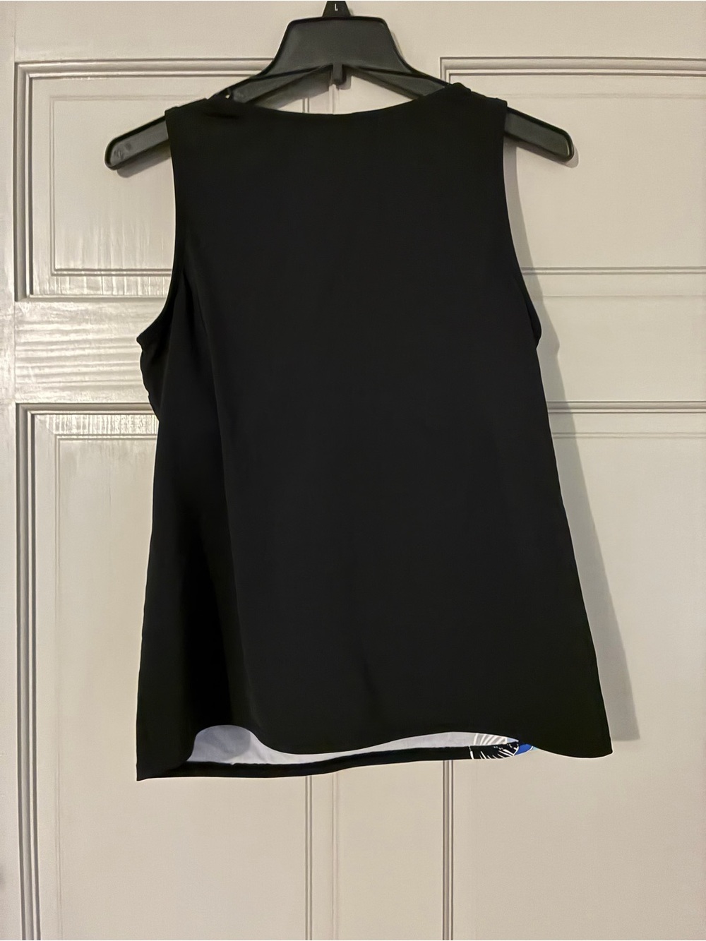 Lands' End Blue Black Tankini Sz 10 Soft Cup Print Modest Hibiscus Tropical - Picture 3 of 6